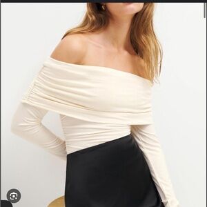 Reformation Florentina Off-Shoulder Top in Cream